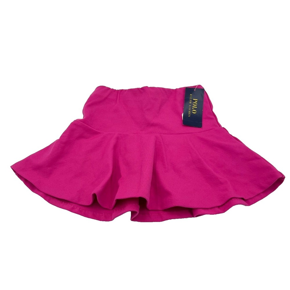 Ralph Lauren Girls Fit & Flare Ponte‎ Pull-on Skirt Short Skort Active Pink 2/2T